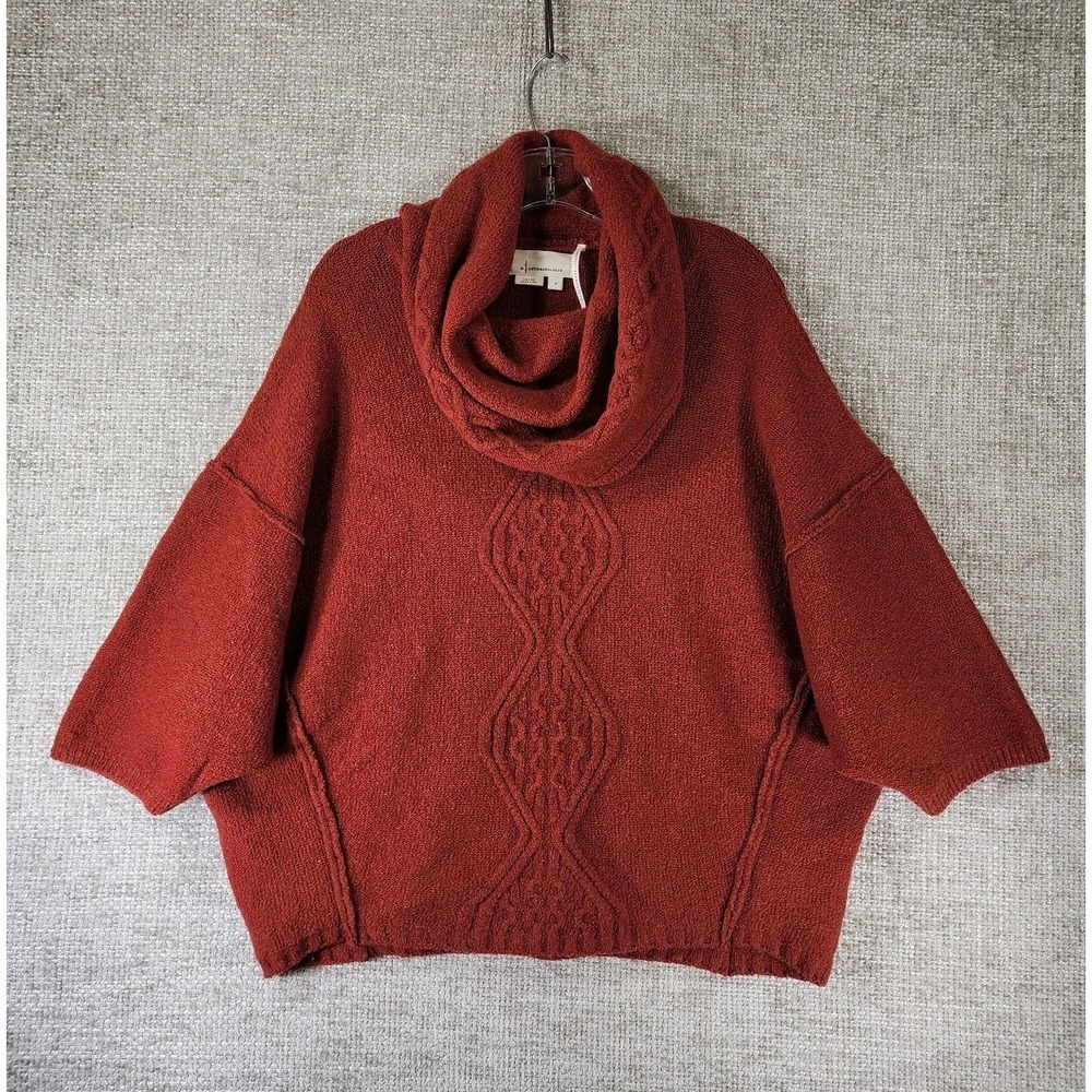 by Anthropologie Cashmere Collection Sweater Womens M Red Cowl Oversized